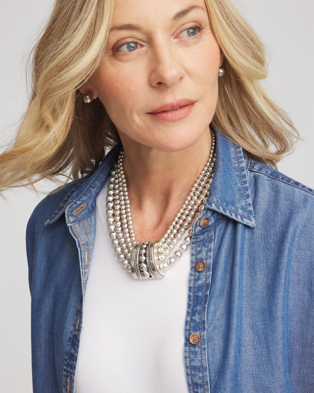 Layered Silvertone Bib Necklace