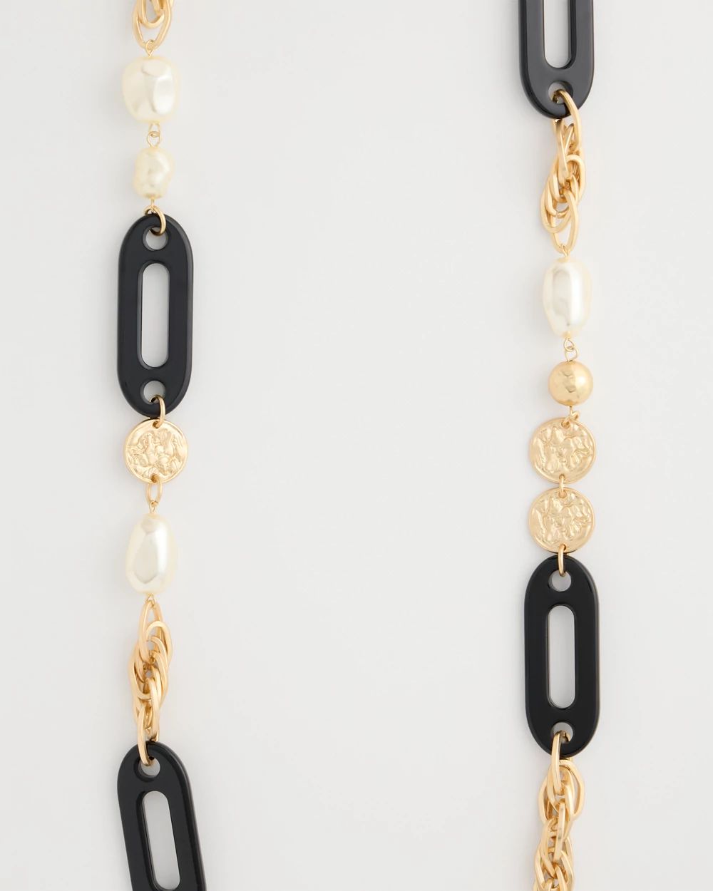 Long Faux Pearl Beaded Necklace click to view larger image.
