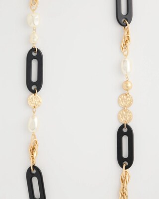 Long Faux Pearl Beaded Necklace click to view larger image.