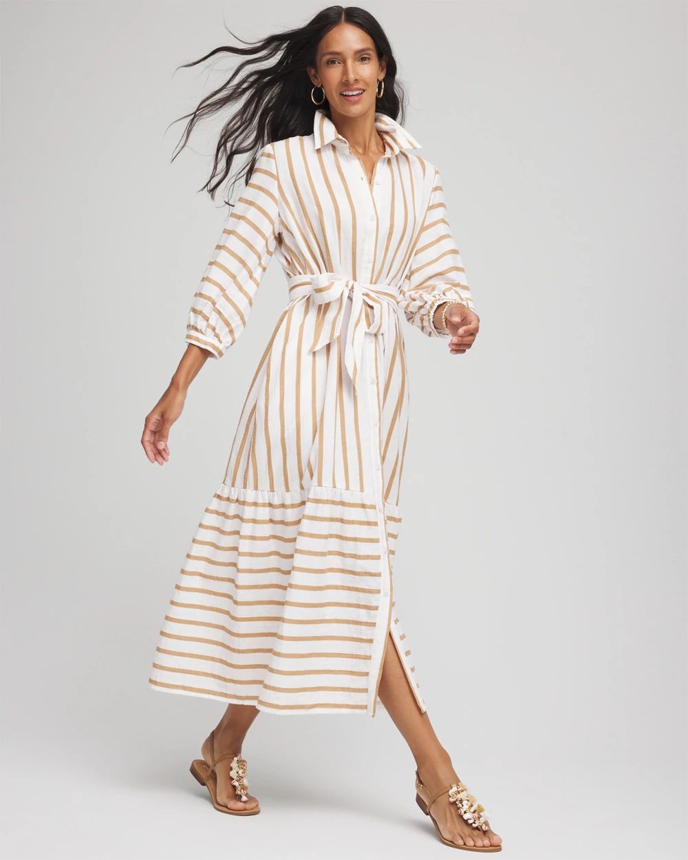 Striped Cotton-Gauze Shirtdress