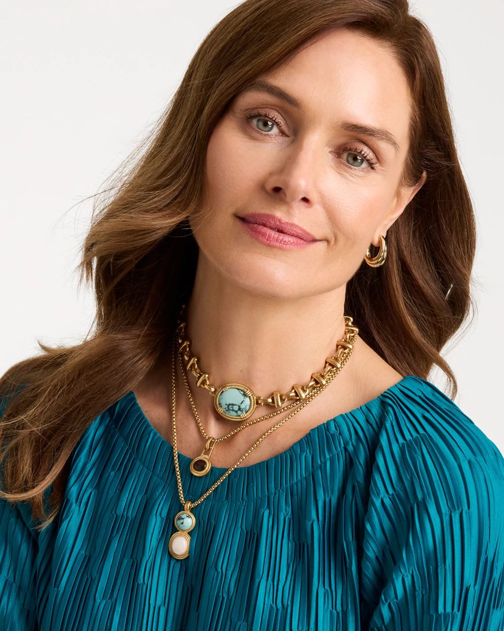 Multi-Strand Convertible Medallion Pendant Necklace click to view larger image.