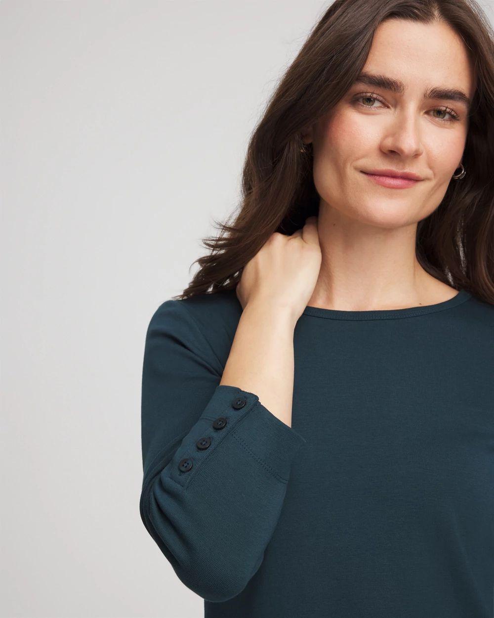 Pima Cotton Crewneck Button Tee click to view larger image.