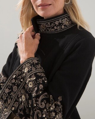 Embroidered Sleeve Wool Topper
