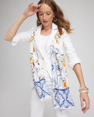 Silk Blend Tropical Oblong Scarf