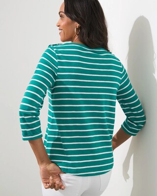 Epaulet 3/4 Sleeve Slub Tee