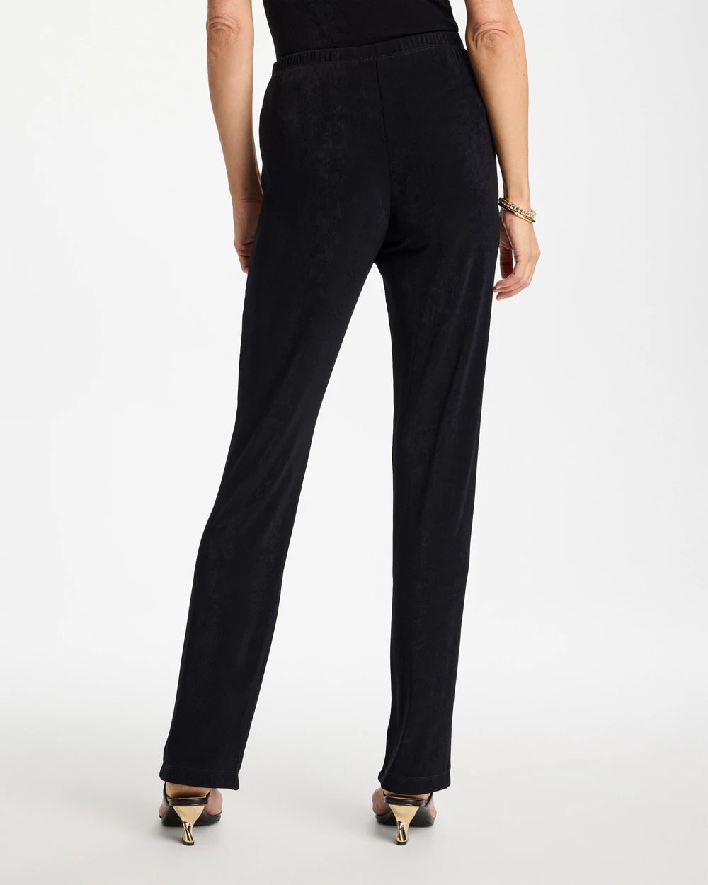 Petite Travelers™ Crinkle Satin Textured Pants
