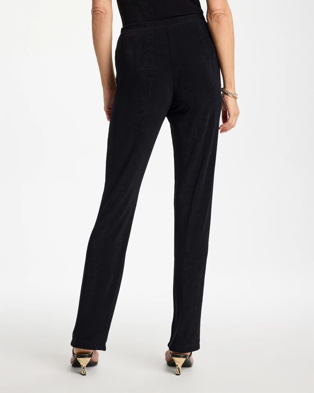 Petite Travelers™ Crinkle Satin Textured Pants click to view larger image.