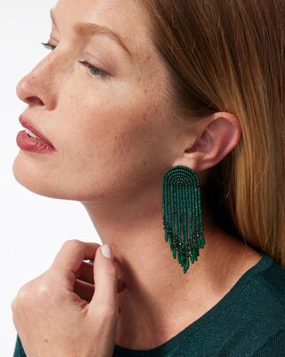 Green Fringe Earrings