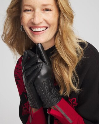 Quilted Black Leather Gloves
