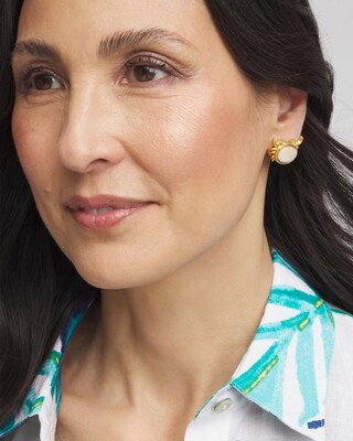 No Droop® Agate Stone Crab Stud Earrings click to view larger image.