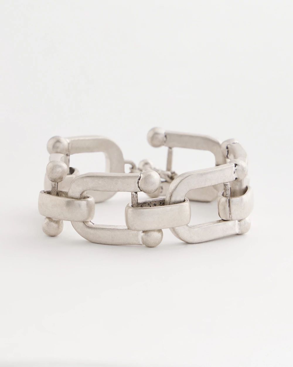 Silvertone Link Chain Stretch Bracelet