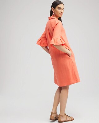 Linen Fluted Sleeve Dress