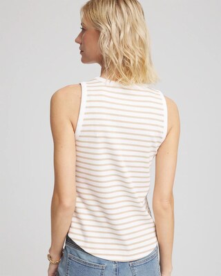 Striped Ribbed High-Neck Tank click to view larger image.