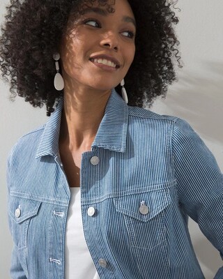 Stripe Soft Peplum Denim Jacket