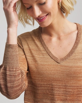 Ombre Metallic Pullover Sweater click to view larger image.