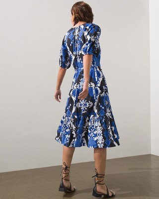 Ikat Puff Sleeve Tiered Dress