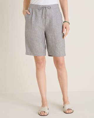 Linen Tie-Front Cross-Dye Shorts