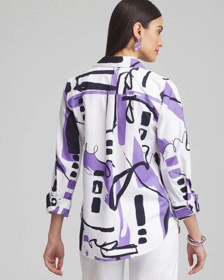No Iron™ Stretch Abstract Print 3/4 Sleeve Shirt