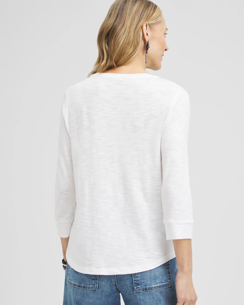 Embroidered 3/4 Sleeve Tee