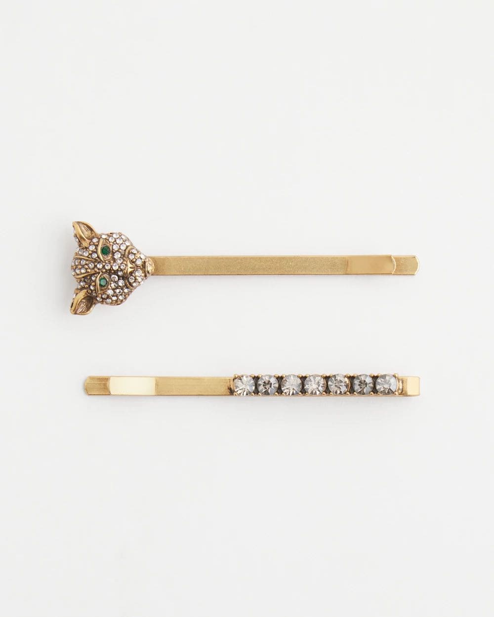 Green Eyed Leopard Hair Pin Set of 2