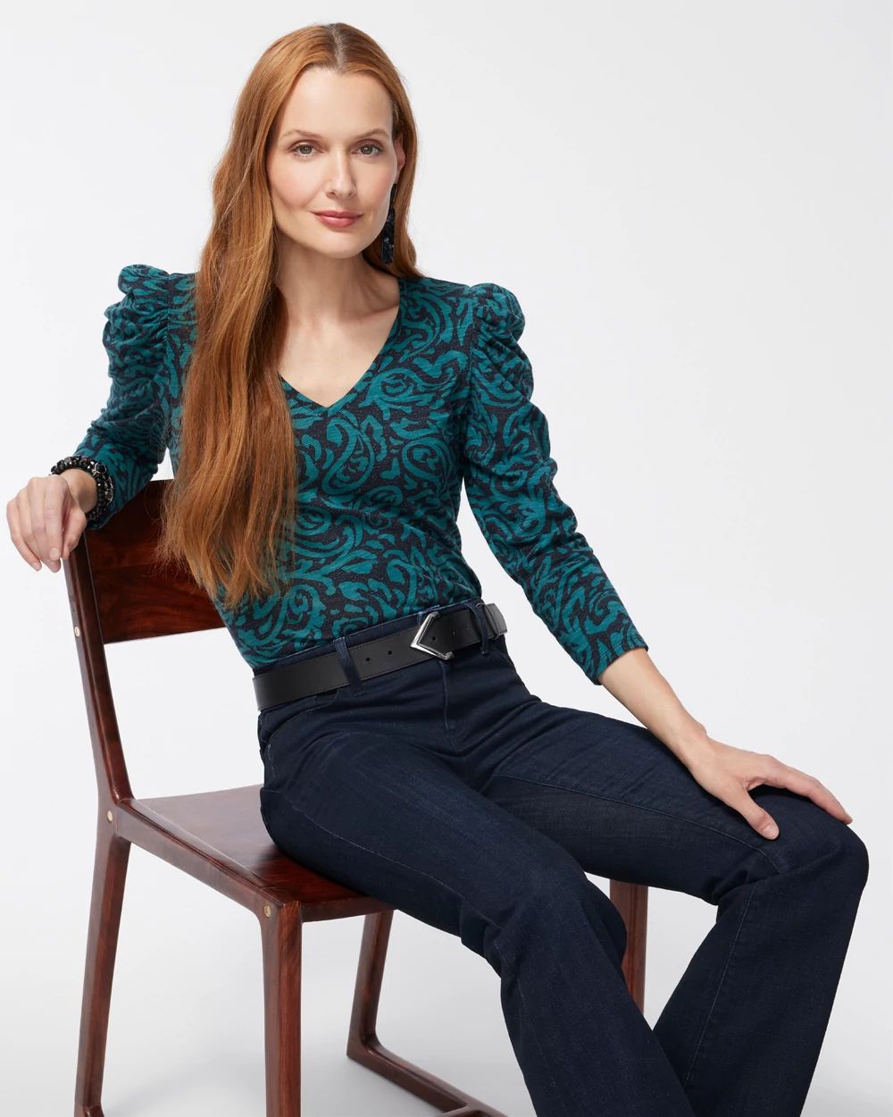 Paisley 3/4 Sleeve Romantic Tee