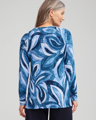 Spun Rayon Leaf Print Cardigan