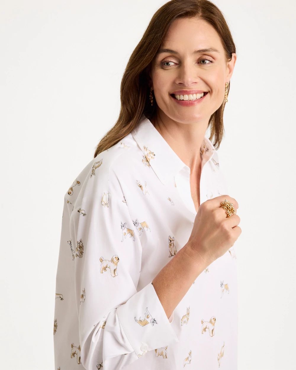 Poplin Cotton Dog Print Popover click to view larger image.