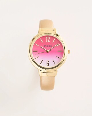 Berry Pink and Goldtone Watch
