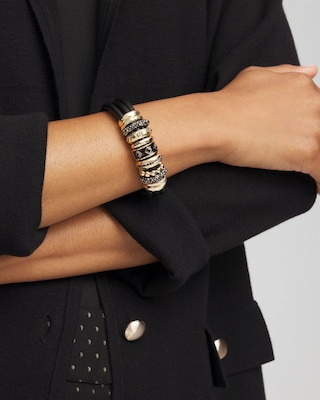 Black & Goldtone Charm Bracelet click to view larger image.