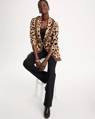 Prestige Animal Fringed Belted Cardigan click to view larger image.
