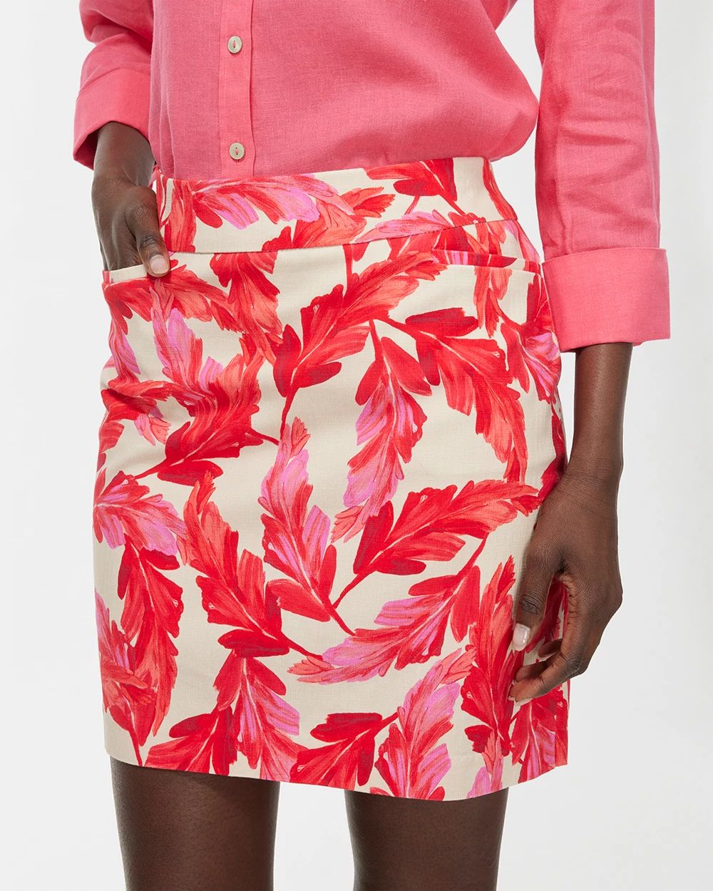 Brigitte Pull-On Feather Print Skort