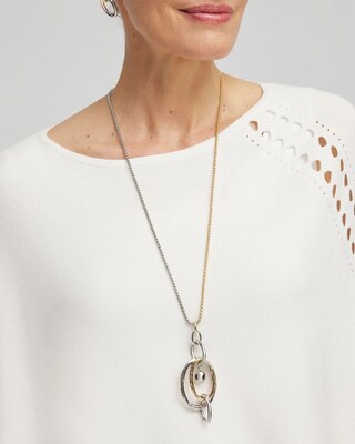 Adjustable Mixed Metal Pendant Necklace