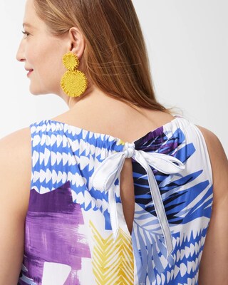 Tie-Back Collage Print Trapeze Dress