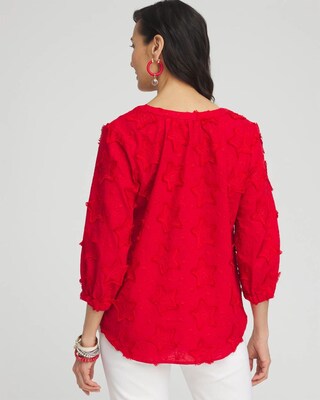Embroidered Stars Peasant Top