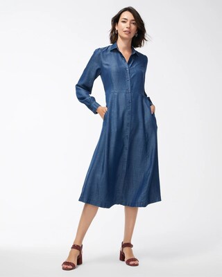 Tencel Blouson Sleeve Shirt Dress
