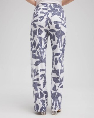 Linen Blend Leaf Print Pants