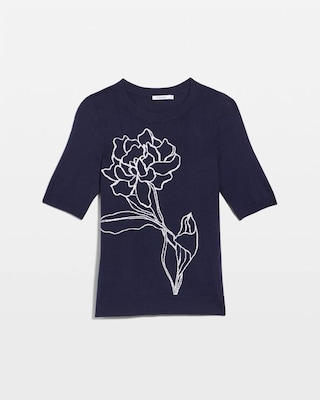 Ella Short-Sleeve Floral Sweater click to view larger image.