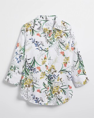 No Iron™ Linen Floral 3/4 Sleeve Shirt