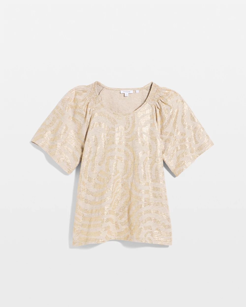 Cotton Foiled Shirred Tee