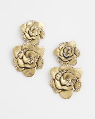 No Droop™ Gold Tone Rose Drop Earrings