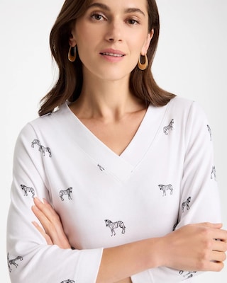 Zebra Print Pima 3/4 Sleeve Tee click to view larger image.