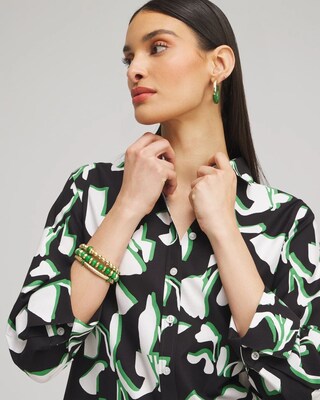 No Iron™ Stretch Floral 3/4 Sleeve Shirt