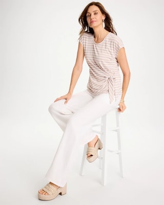 Striped Tie-Front Tee click to view larger image.