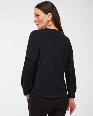 Zenergy Lace Trim Sleeve Sweatshirt