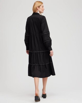 Poplin Lace Detail Tiered Dress