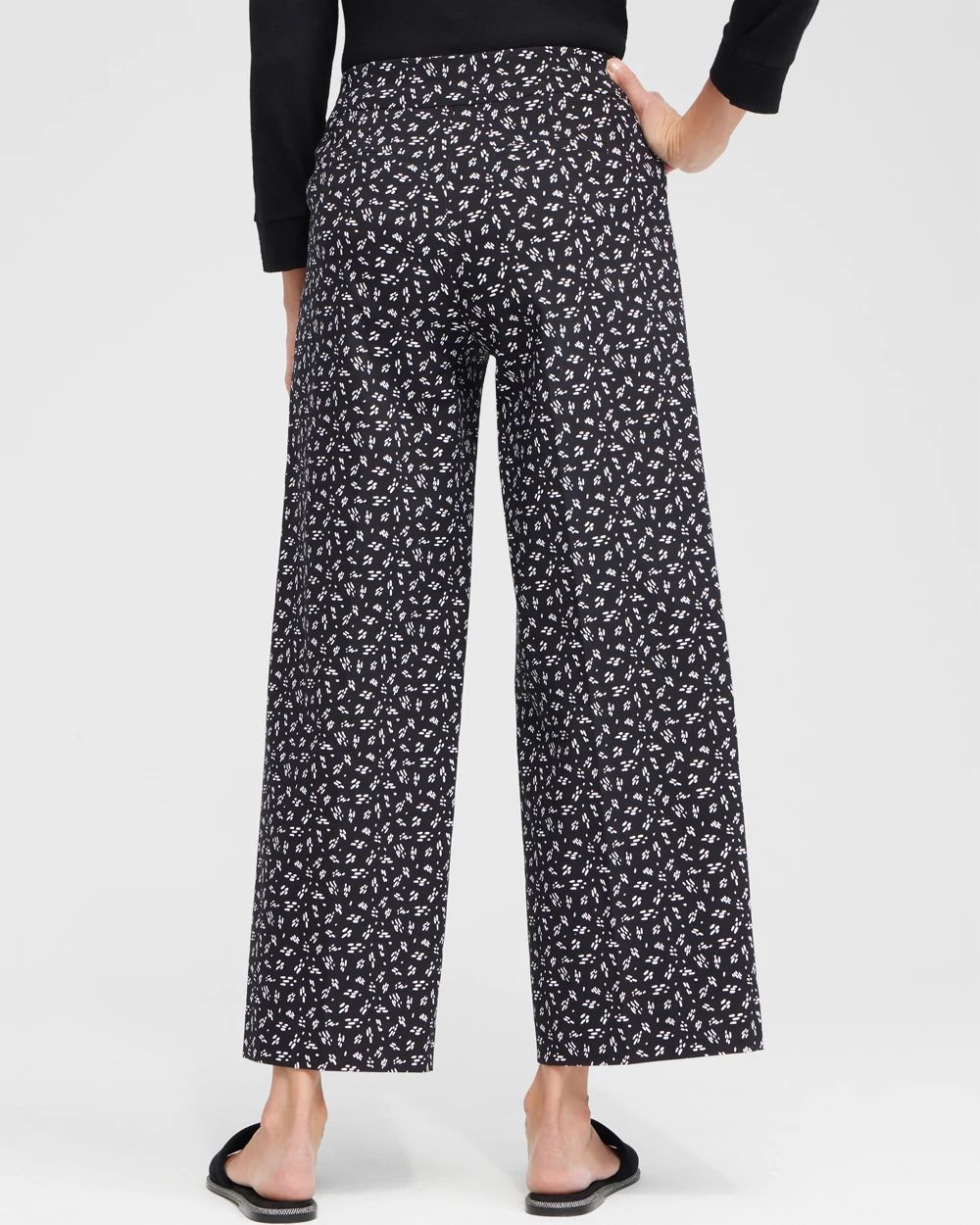 Petite Brigitte Line Print Wide Leg Cropped Pants