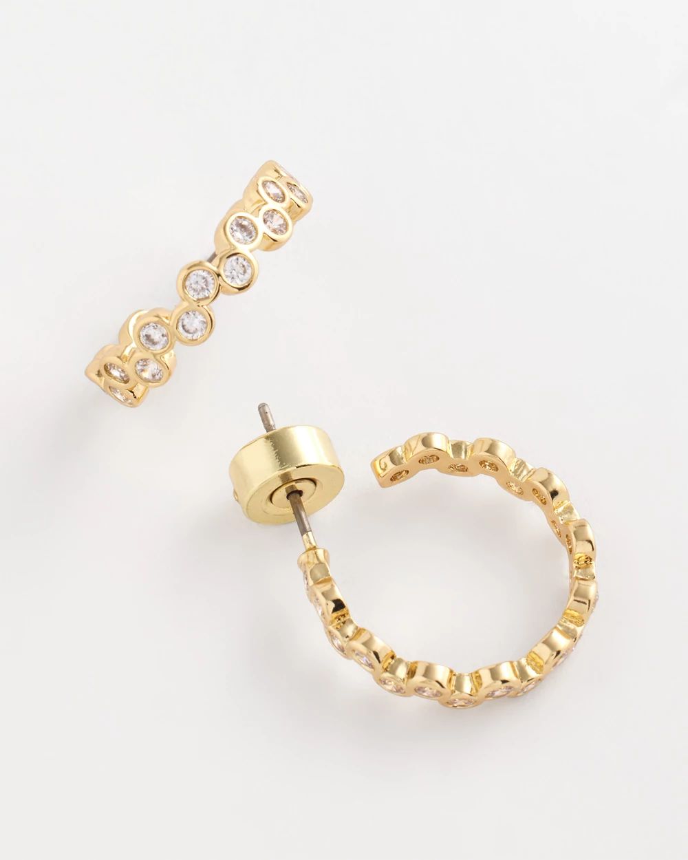 Goldtone Cubic Zirconia Hoop Earrings