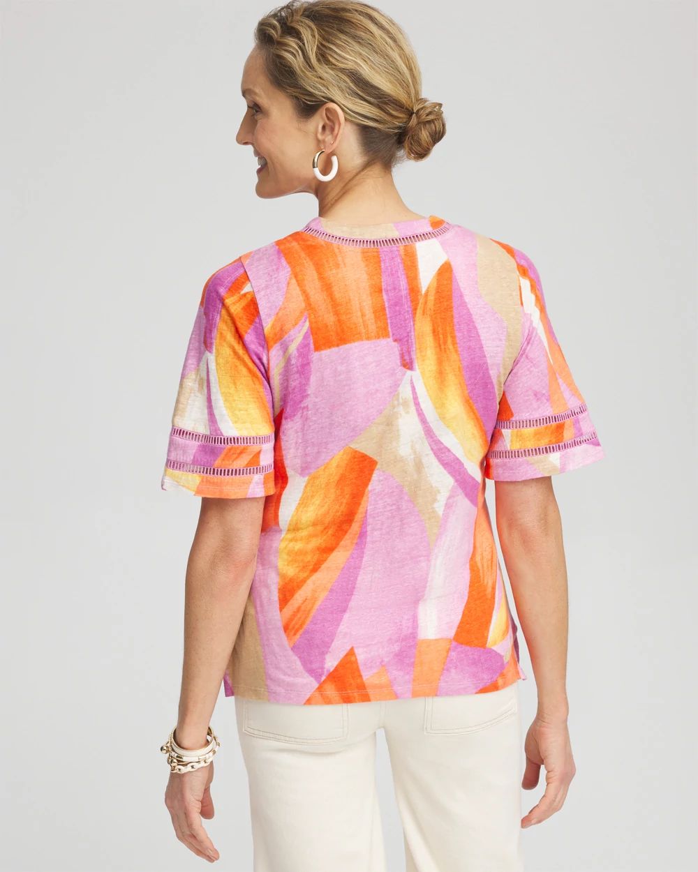Linen Abstract Lace Detail Top click to view larger image.