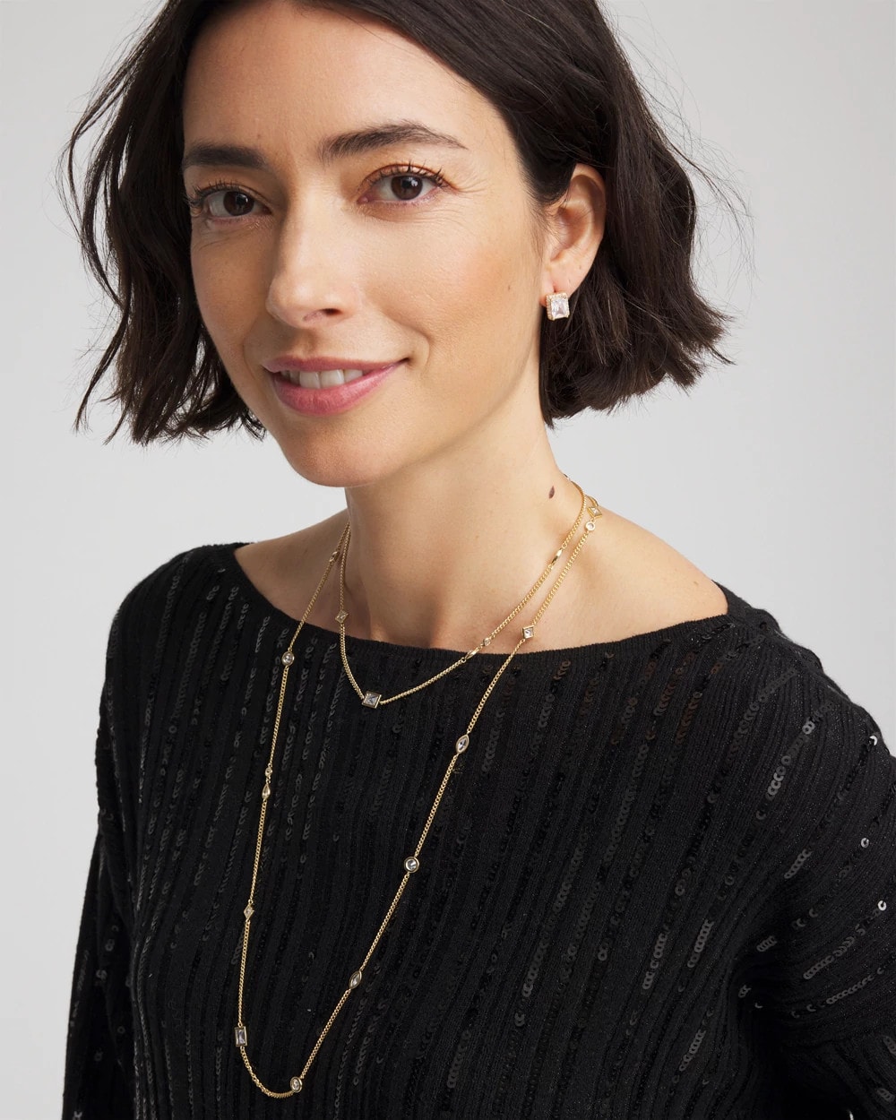 Fine Crystal Long Chain Necklace