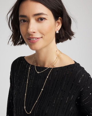 Fine Crystal Long Chain Necklace click to view larger image.